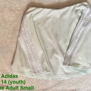 adidas Girls Mint Green Athletic Skort with White Stripes